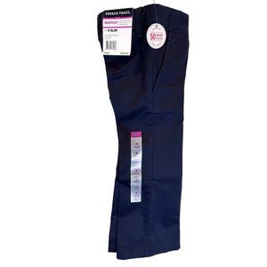 4 Slim French Toast Girls Navy Blue Twill Bootcut Chino Pants Adjustable Waist